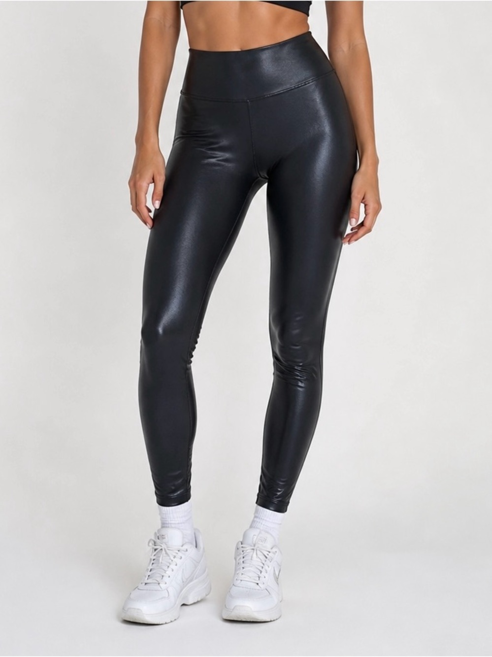 SPANX Black Faux Leather High-Waist Leggings
